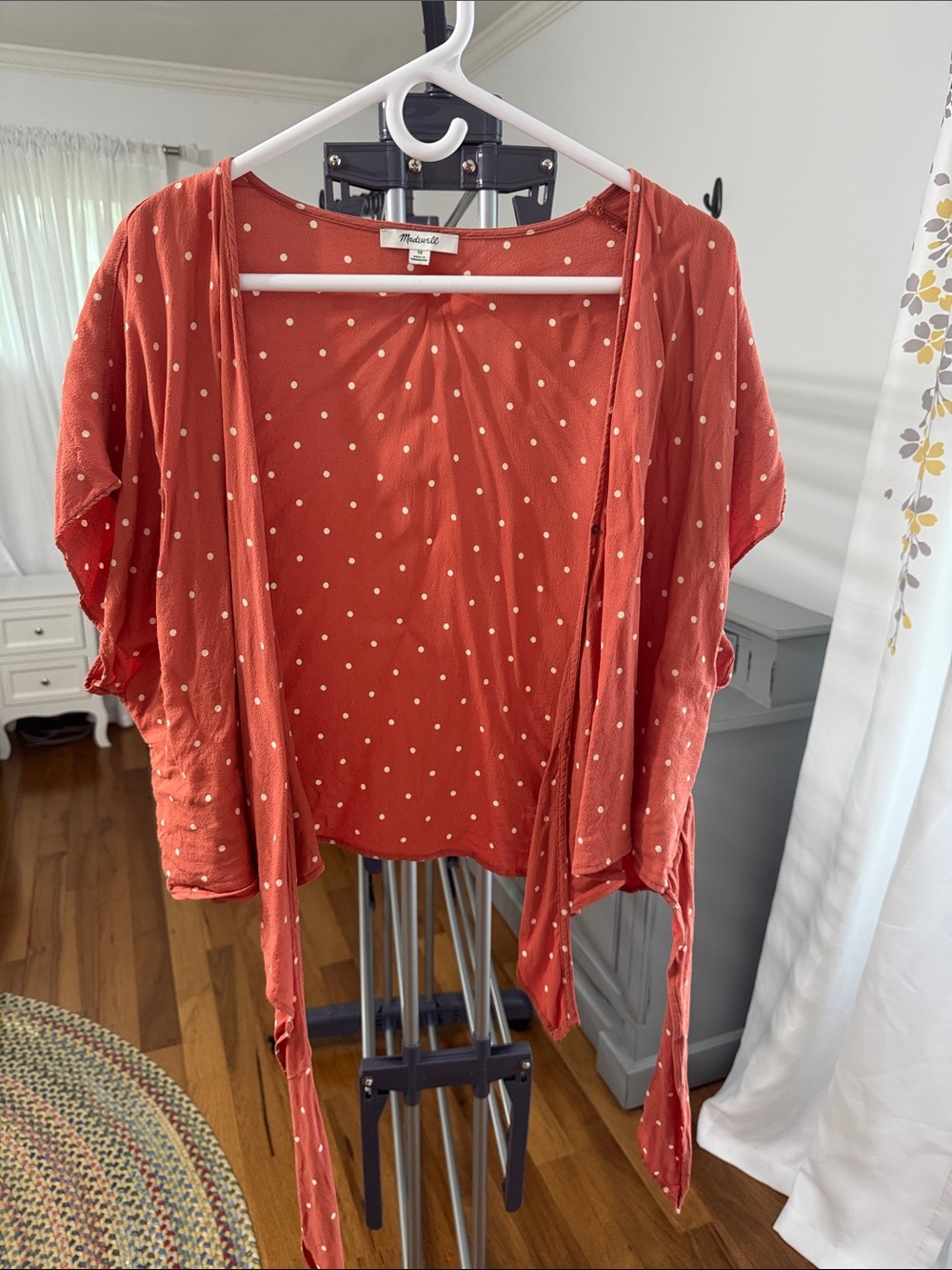 Madewell Rust Dot Tie-Front Short-Sleeve Tunic